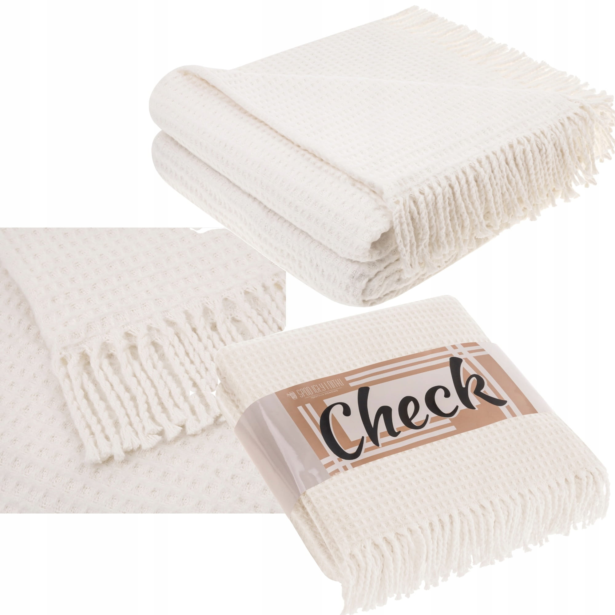 Deka Přehoz Měkká na Postel Vaflová Bavlněná Přírodní 150 x 200