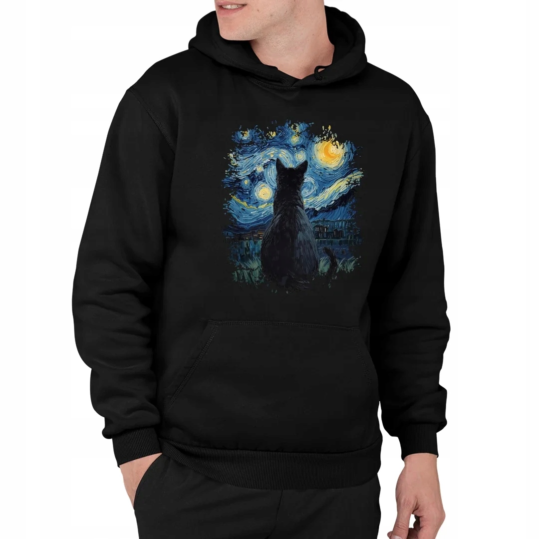 Kočka inspirovaná Van Goghem Pánská Mikina Dárek S Humorem XL