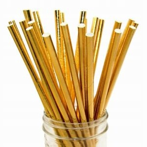 

Słomki papierowe Gold 25szt Urodziny Wesele złote
