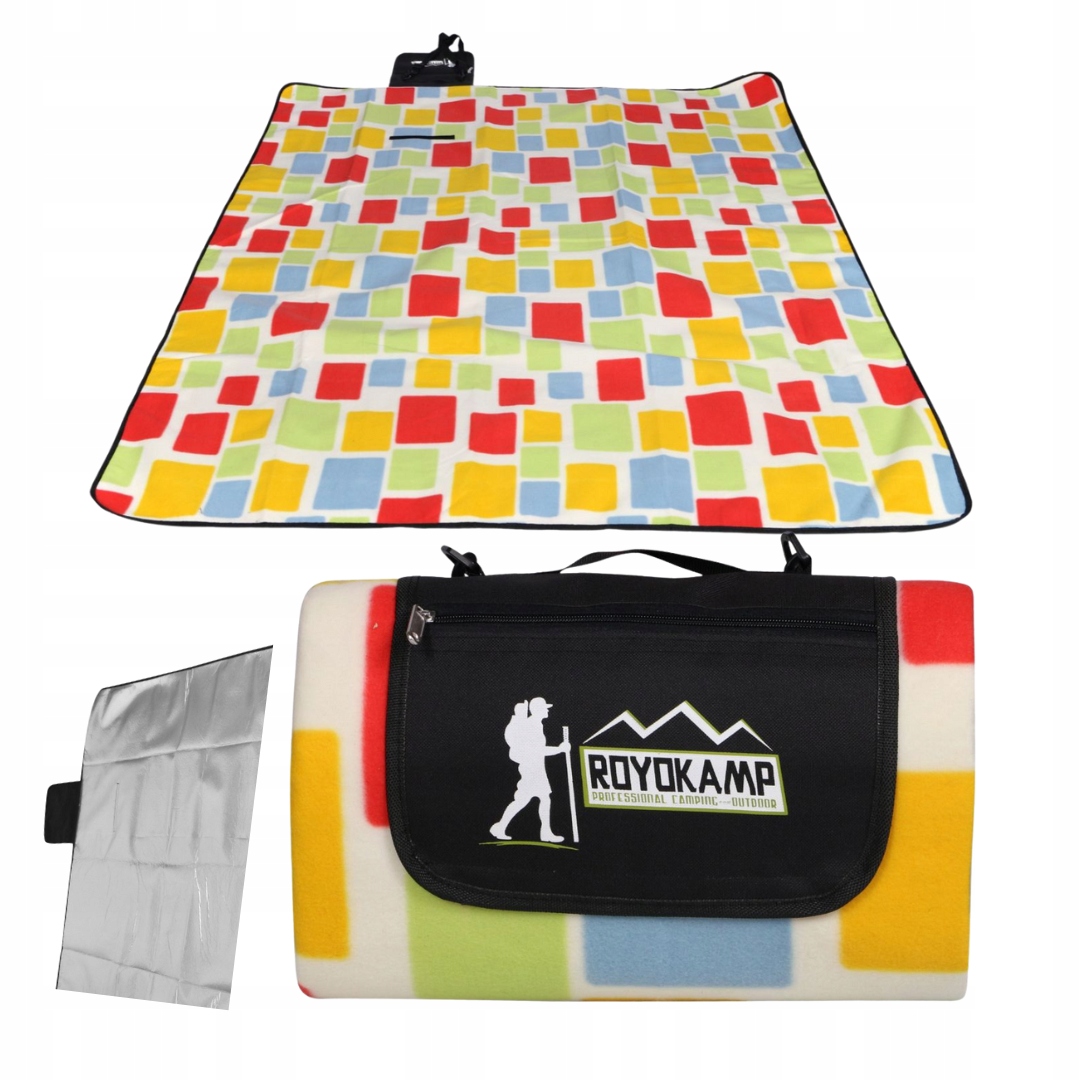Koc Piknikowy Plażowy Mata z Izolacją Kieszeń na Drobiazgi 170x150 Royokamp