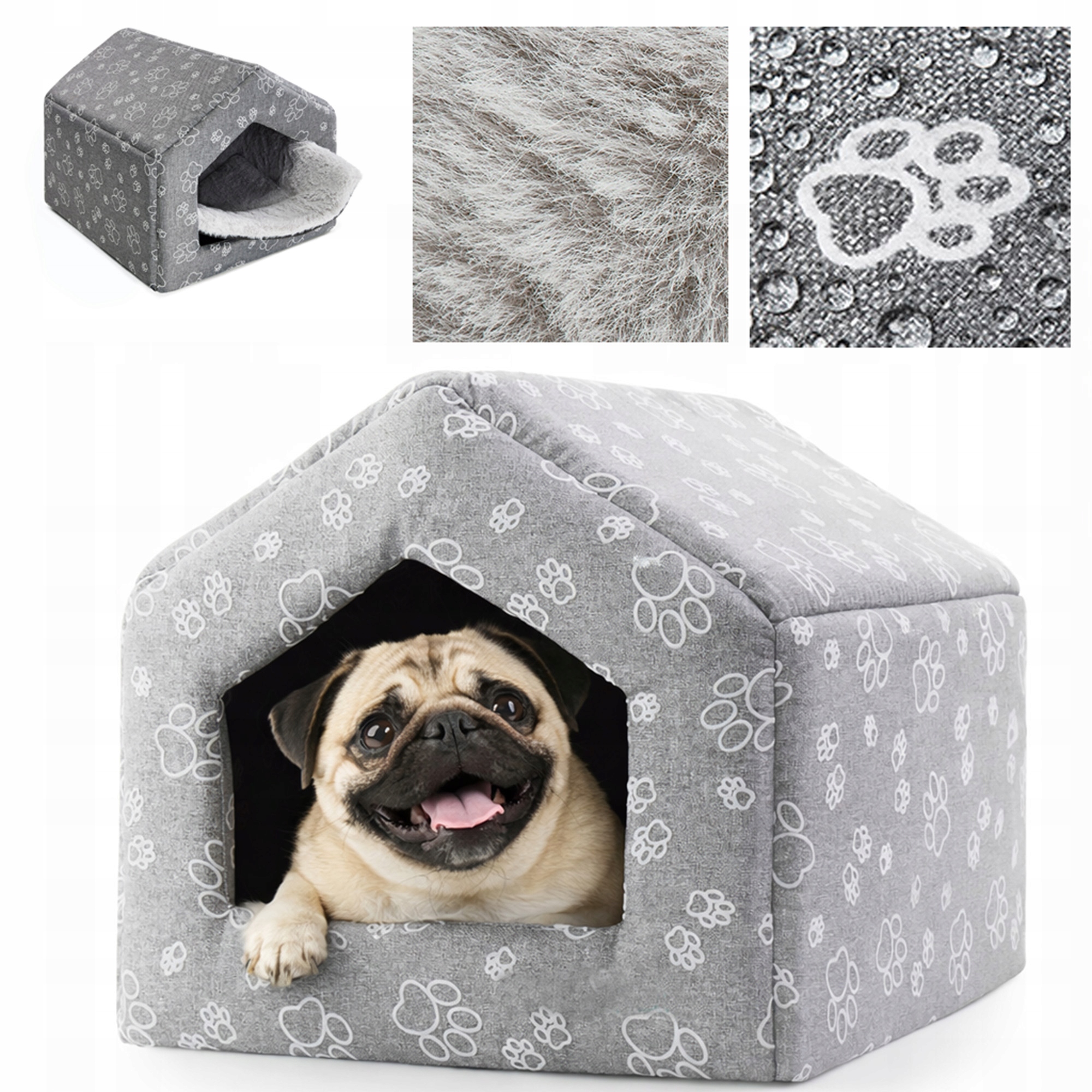 Levně Pelíšek Domeček Pro Psa Kočku Budka L Claw Kožešina