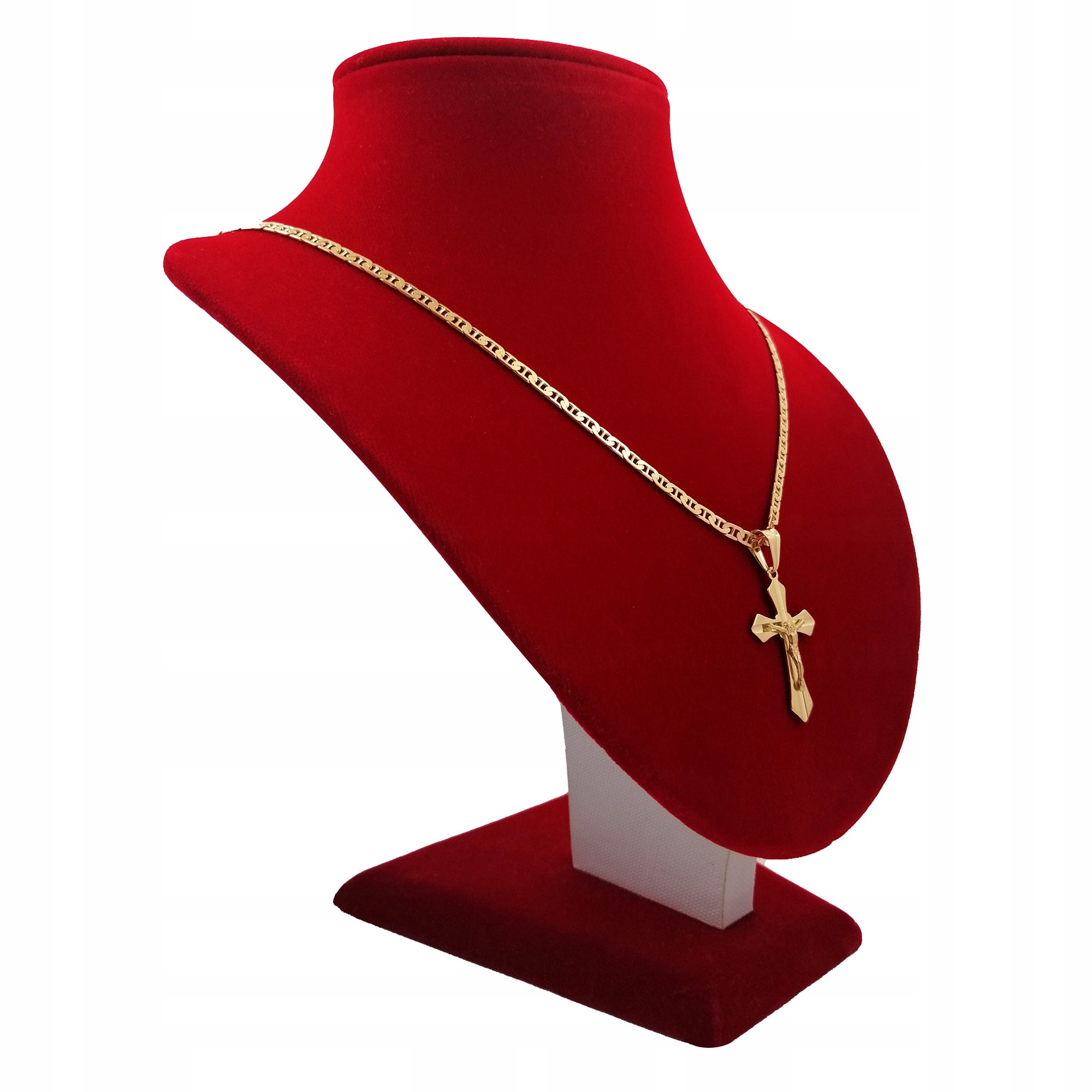 ZŁOTY NASZYJNIK Z KRZYŻYKIEM DLA CHŁOPCA KOMUNIA Długość całkowita 50 cm