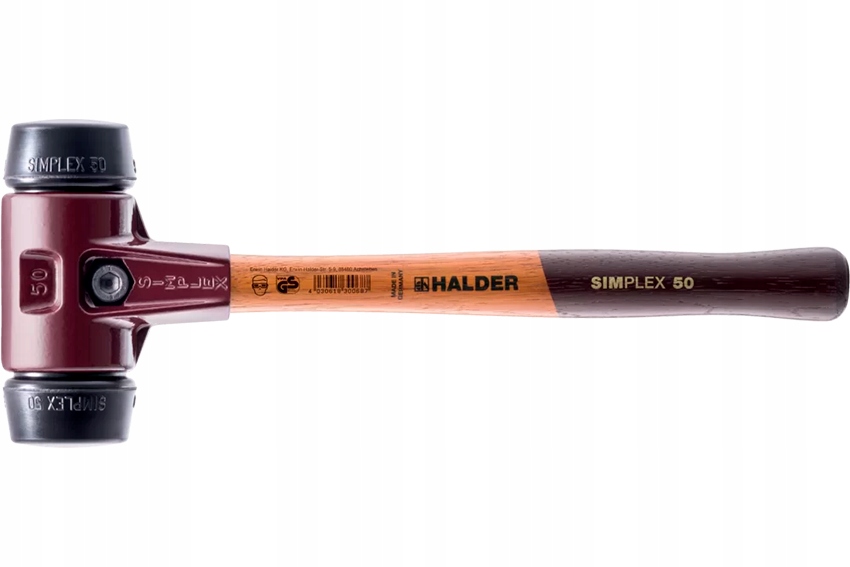 Dlažební kladivo Halder Simplex Ø30 300 mm, středně tvrdá guma, 345 g, dřevo