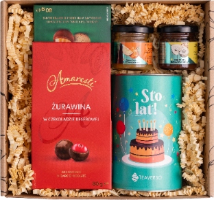 Sada Dárkových Košíků Dárek K Narozeninám Čaj 2X Bakalie Zavařenina