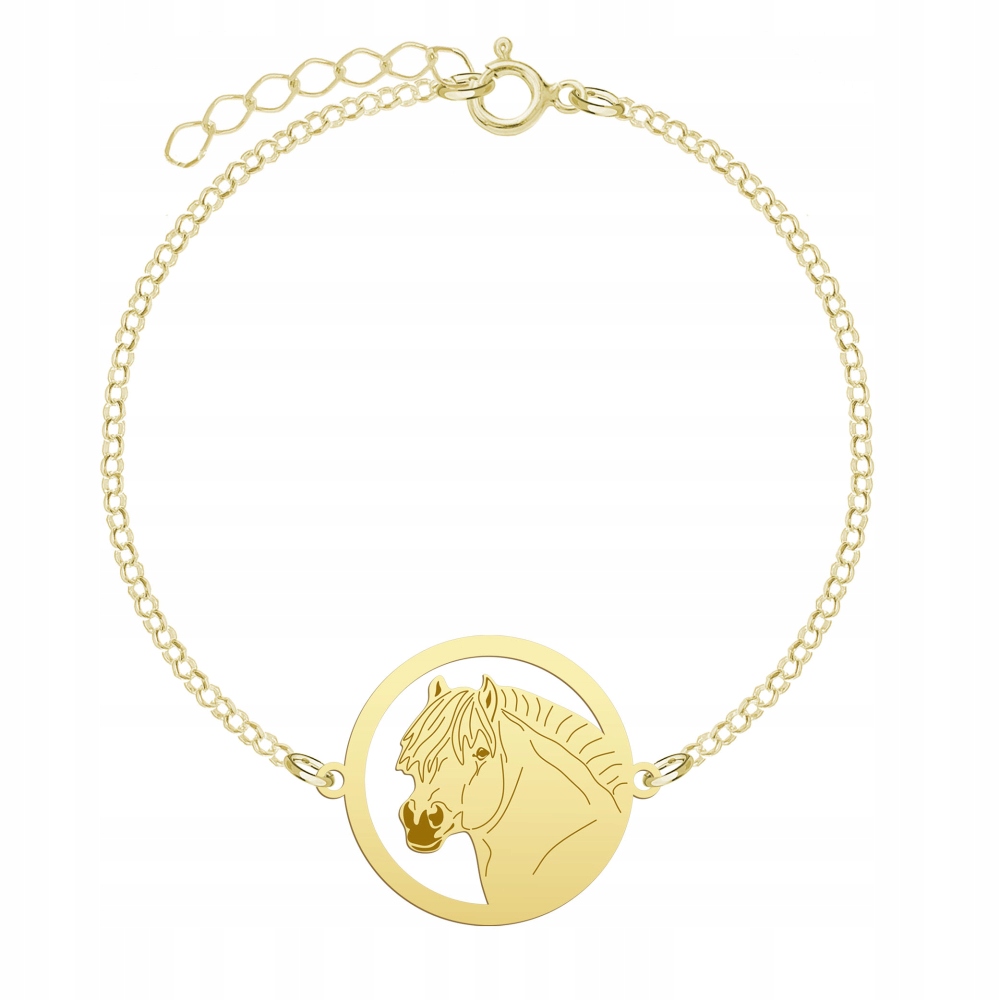 Zlatý náramek s fjordským koněm 925 Řetízek Šperky Žena Gravírování