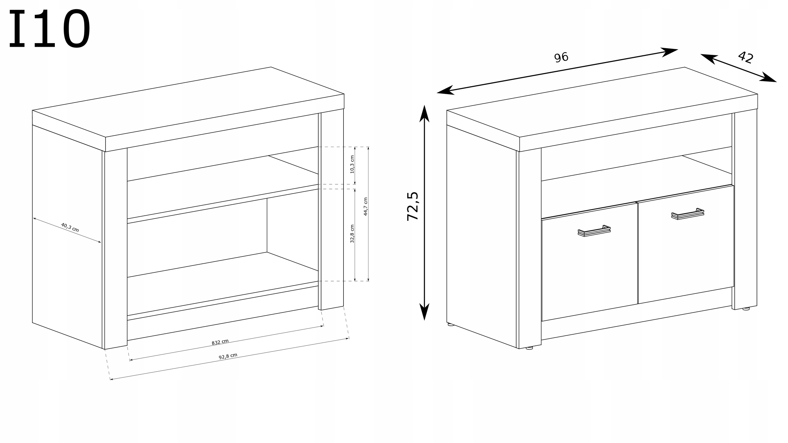 Mała SZAFKA RTV STOLIK TV 96 cm INDIANAPOLIS I-10 KRAFT BIAŁY Głębokość mebla 42 cm