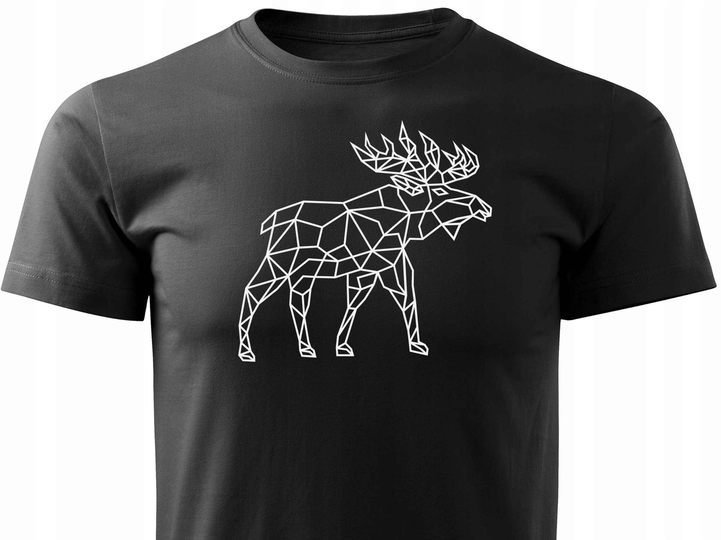 

T-shirt z myśliwskim nadrukiem geometrycznym Łosia