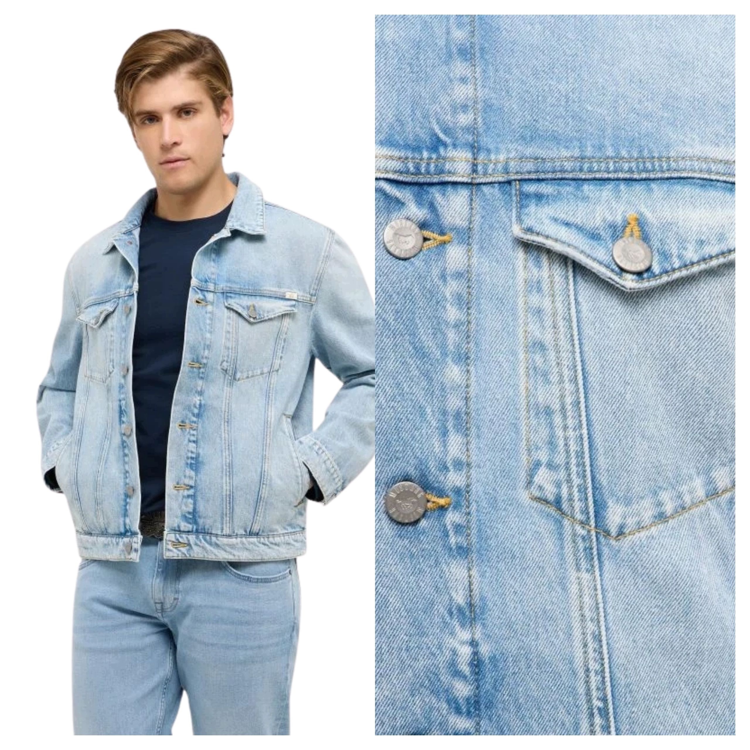 Pánská džínová bunda Mustang Dallas Denim Blue, bavlněná, 4 kapsy L