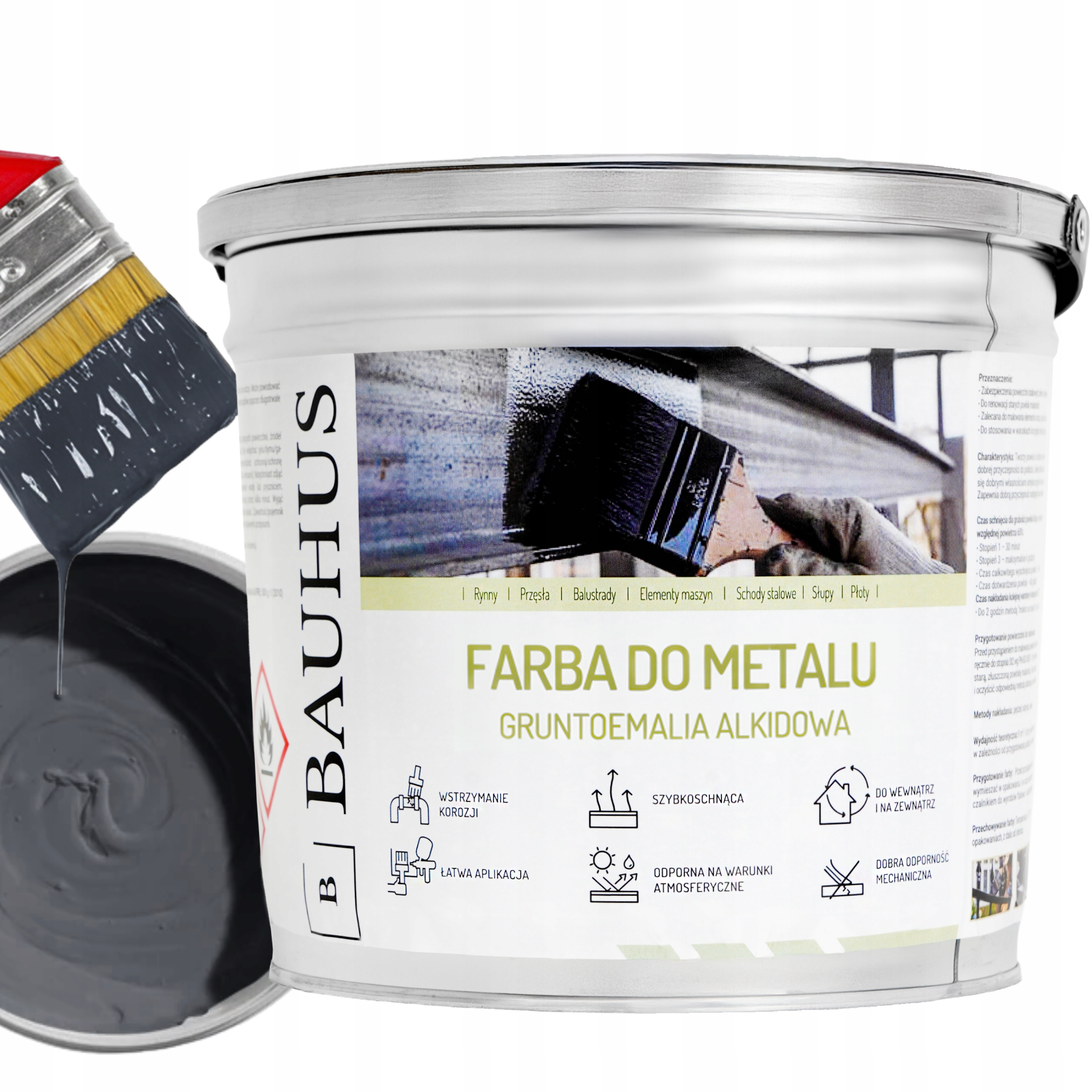 Farba do metalu stali blachy antykorozyjna Antracyt 2,5l ral 7016 Szybka