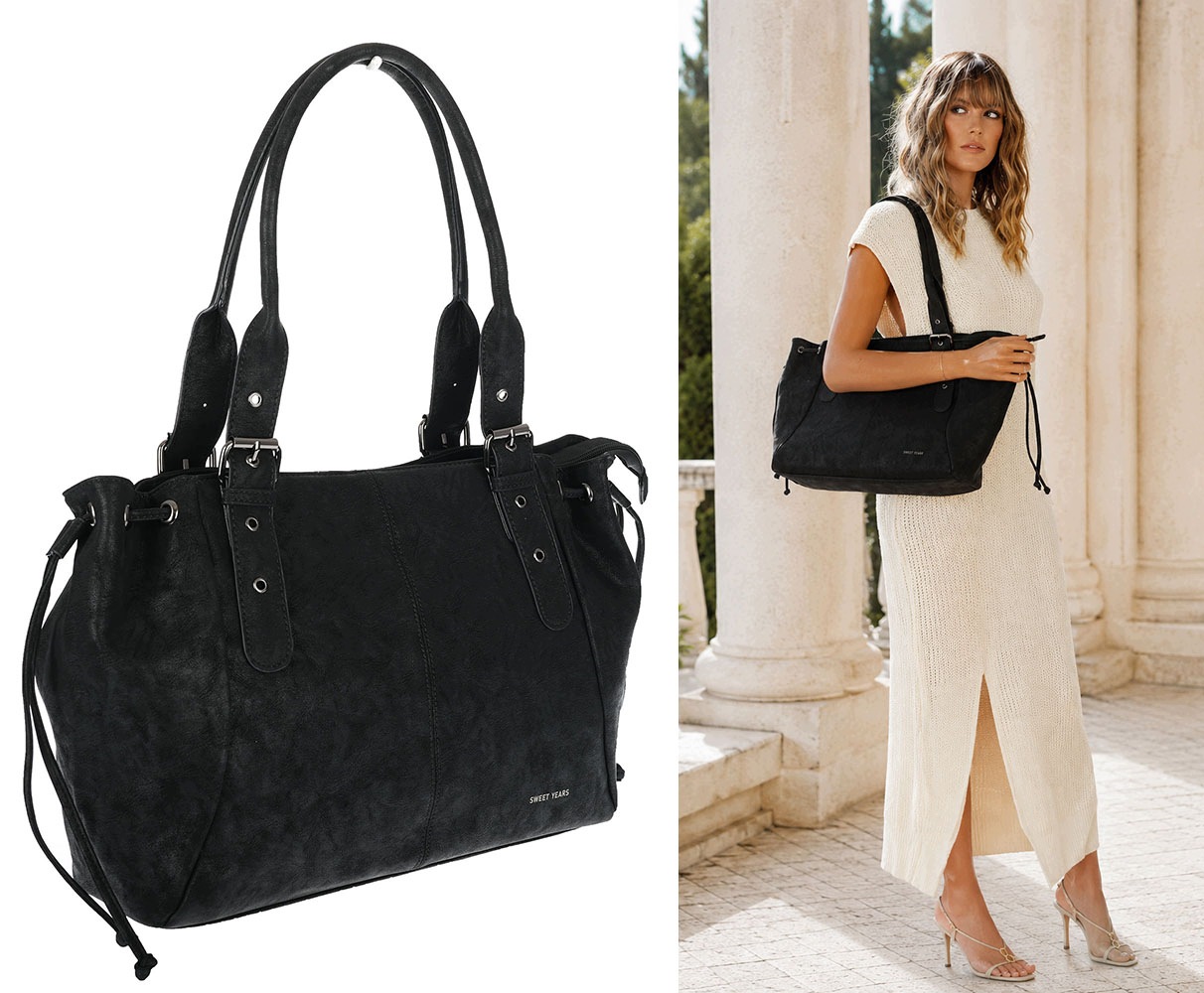 Dámská shopper kabelka A4 kufřík přes rameno, taška do práce NS977 Černá