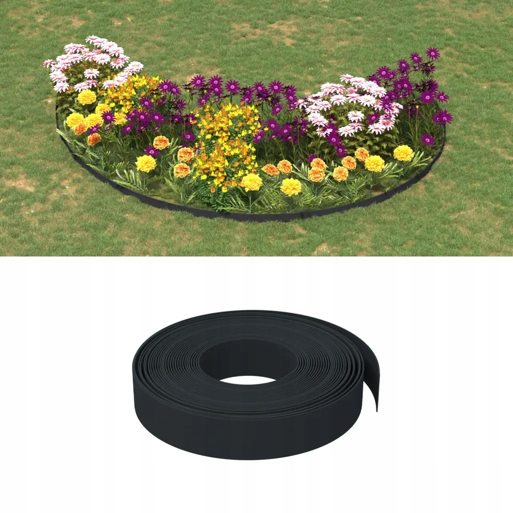 Travní lemy 2 ks černé 10 m 10 cm polyethylen Černý 3155432