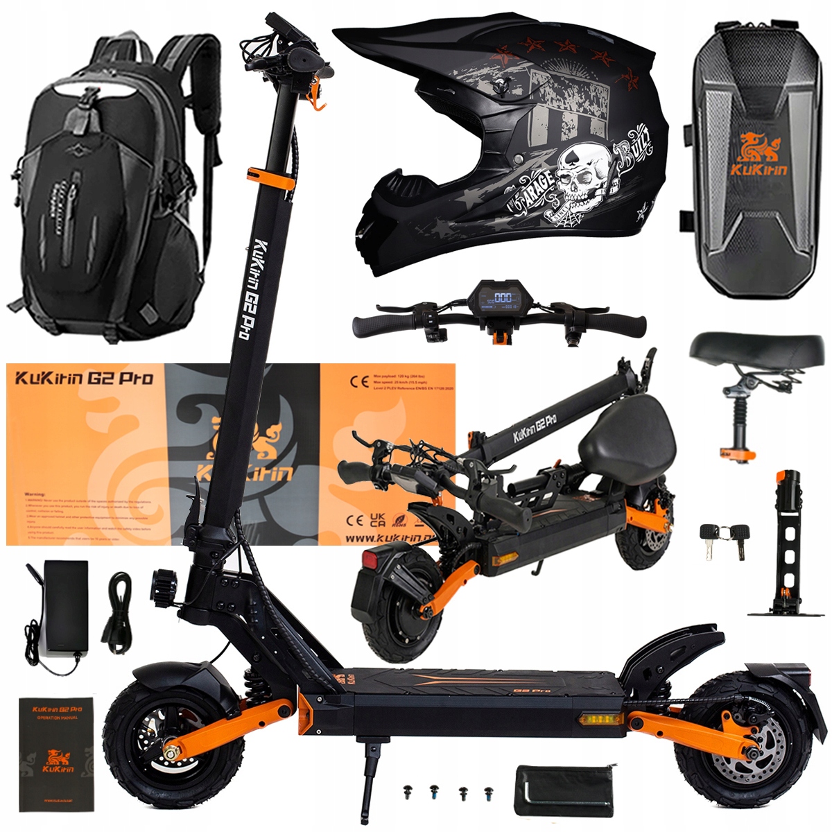 Składany Pojazd Elektryczny Kukirin G2 Pro 1000W 48V 15.6AH 45KM/H +Prezent