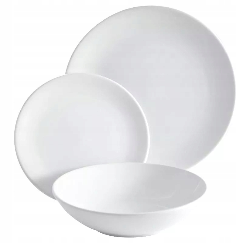 Talerze Serwis Komplet Obiadowy 19el BIAŁE TZ60