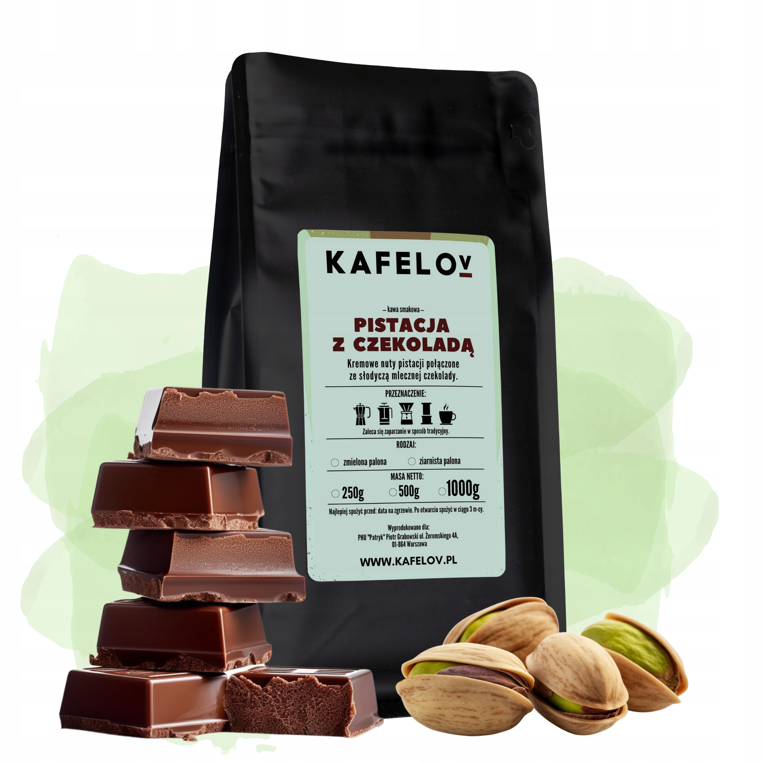 Levně Mletá káva 1 kg Kafelov Pistácie S Čokoládou
