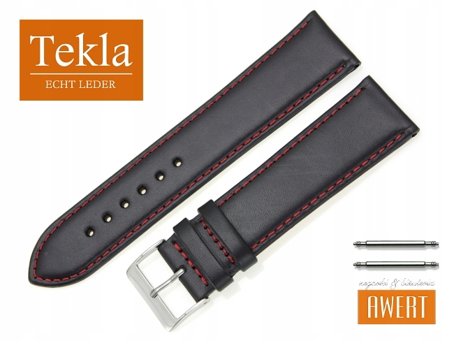 TEKLA XL pasek skórzany przedłużany czarny +T 24mm
