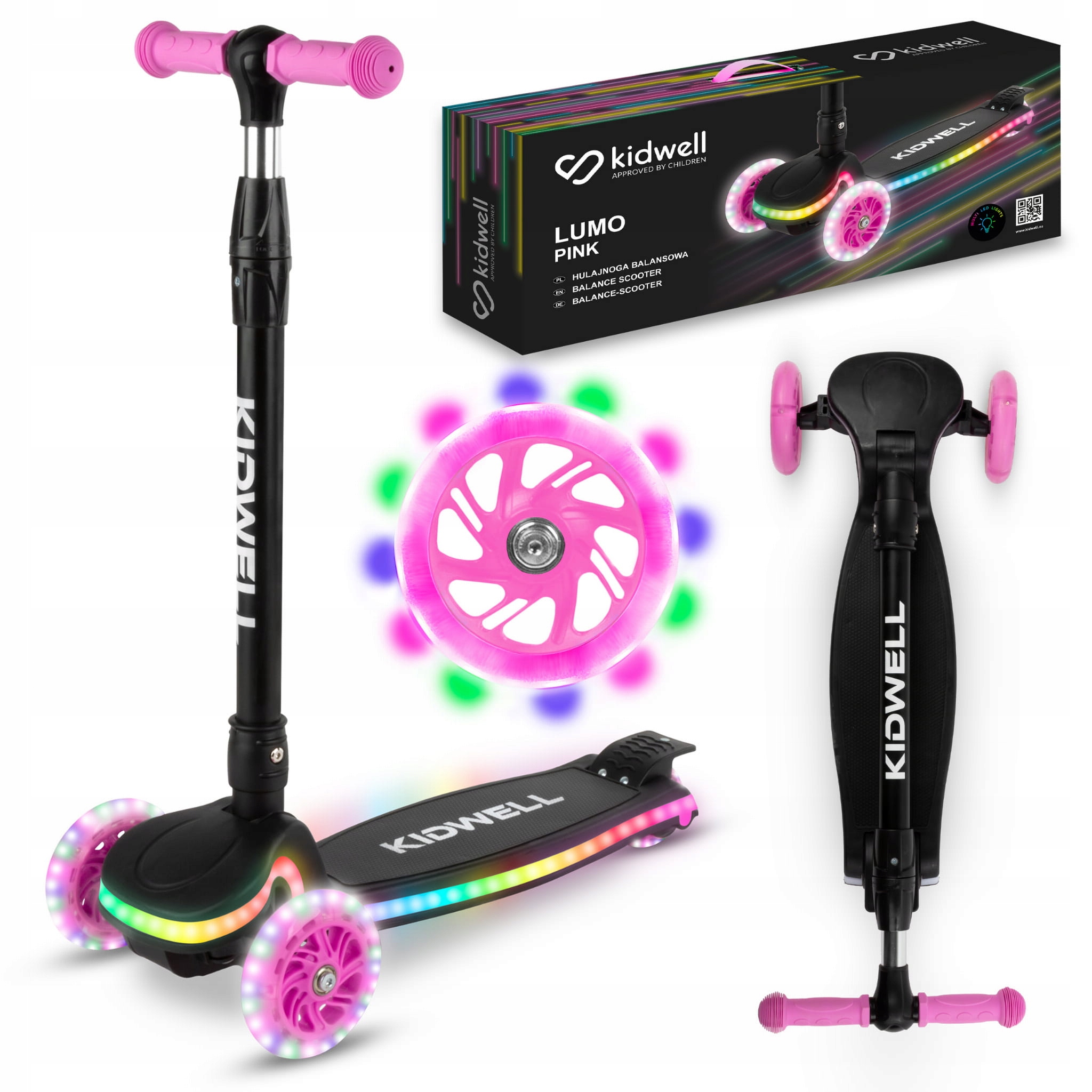Hulajnoga trójkołowa dla dziecka Kidwell Lumo pink
