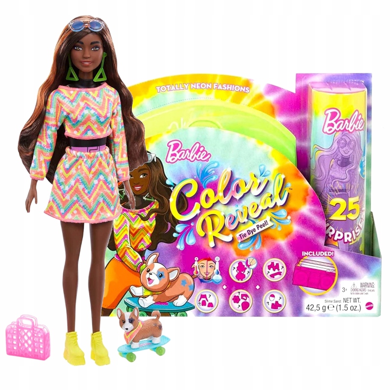 

Barbie Totally Neon Lalka Color Reveal Piesek