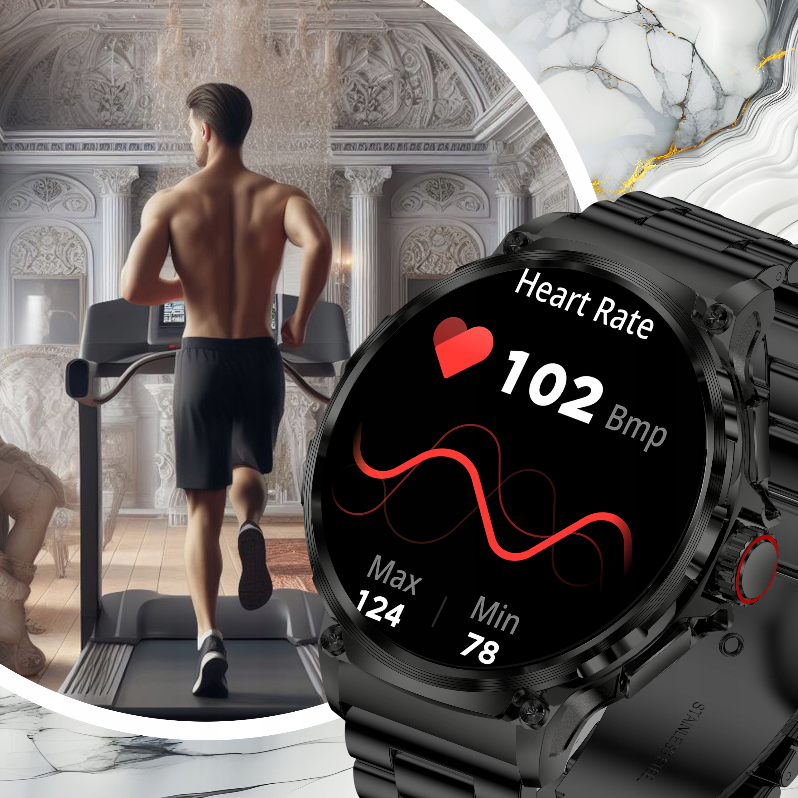SMARTWATCH MĘSKI ROZMOWY ZEGAREK SPORTOWY SMART WATCH 710 mAh BATERIA PL Transmisja danych brak