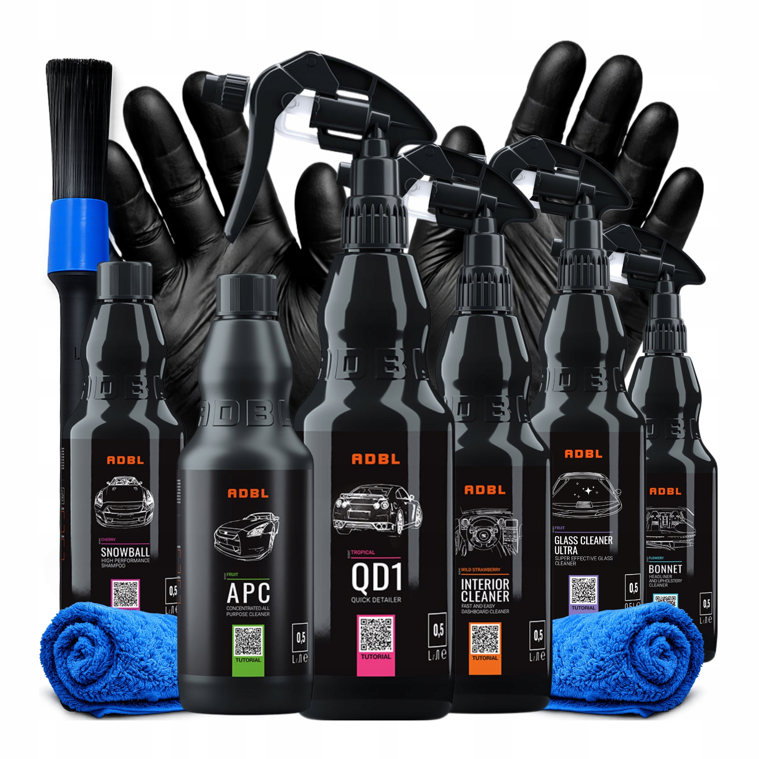 Adbl Sada kosmetických přípravků pro detailing laku automobilu v interiéru a kokpitu