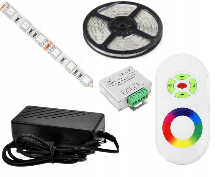 ZESTAW 5m TASMA LED RGB 5050 PILOT DOTYKOWY ZASIL
