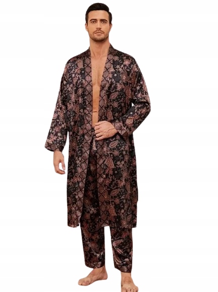 Elegantní Saténový Župan Pyžamové Kalhoty Z Hedvábného Saténu