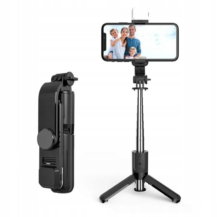 SELFIE STICK KIJEK TRIPOD STATYW + PILOT BLUETOOTH + LAMPA LED PREMIUM 63CM Waga produktu 136 g