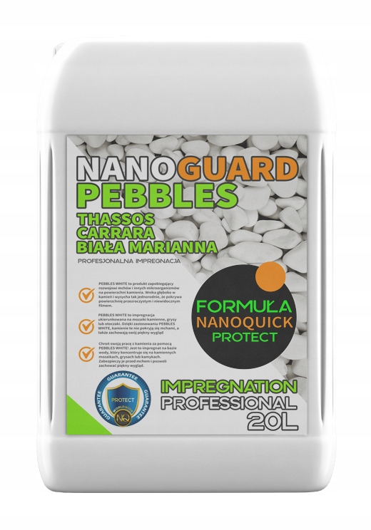 Impregnát na kamene Thassos Carrara Biela Marianna Biele Okolie Pebbles