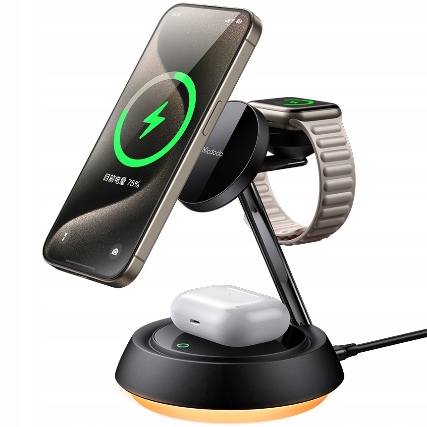Mcdodo Indukční Nabíječka 15W 3V1 Pro Magsafe Iphone, Airpods, Hodinky Lampička