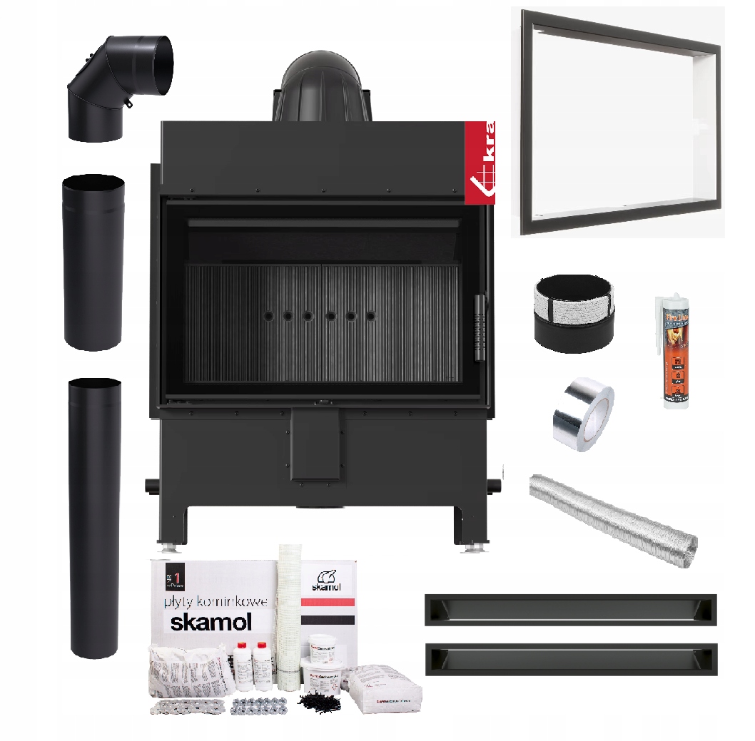 Krbová Vložka Lucy 14 kW Černá Ocelová Ekodesignová Sada