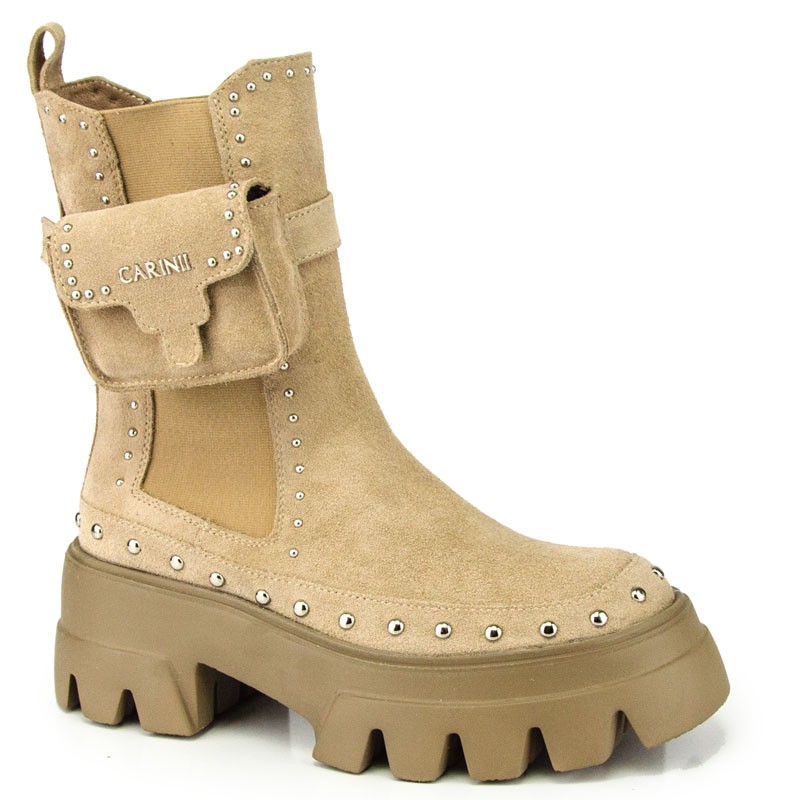 CARINII B7912 WORKERY TRAPERY SKÓRA ZAMSZ BEŻ 39