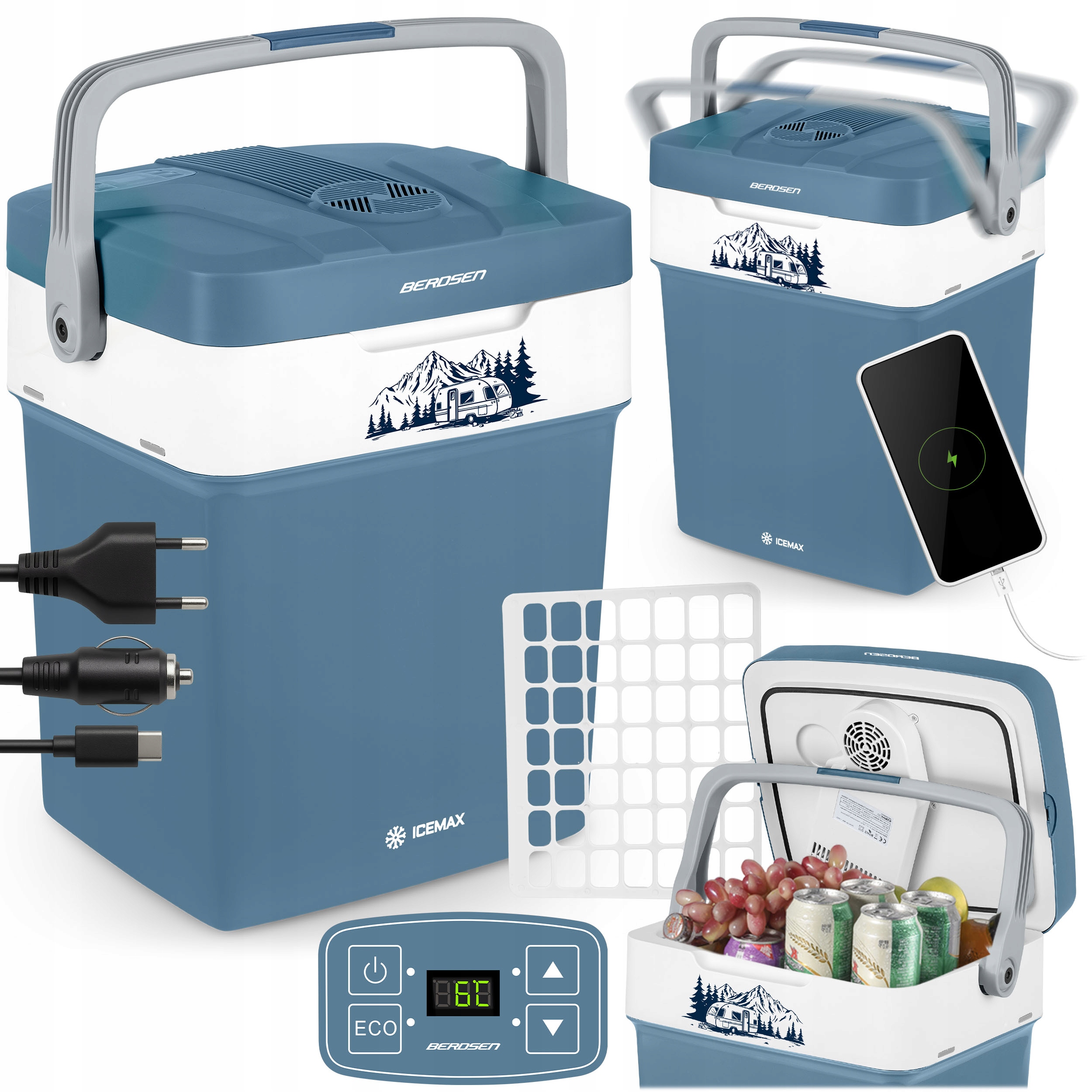 Lodówka Turystyczna Samochodowa 12V/230V Usb Funkcja Grzania 29L