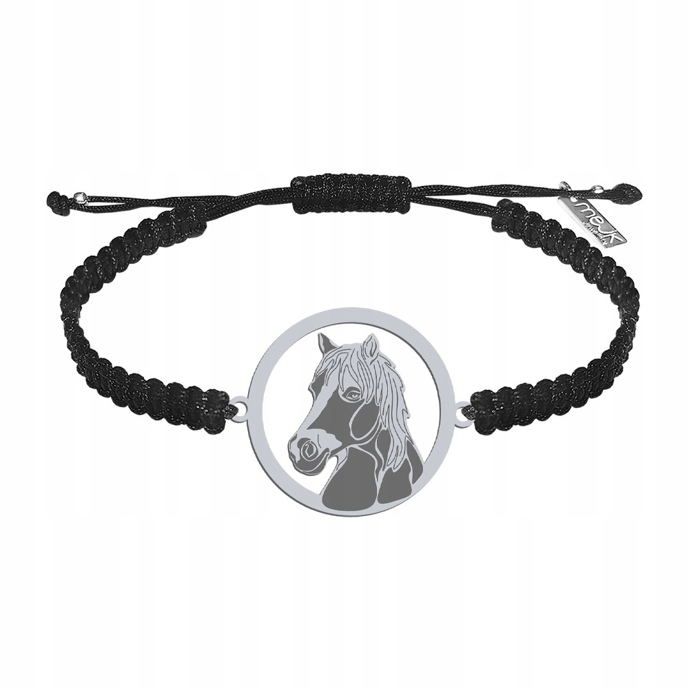Stříbrný náramek s koněm Haflinger 925 Makramé Šperky Dárek Gravírování