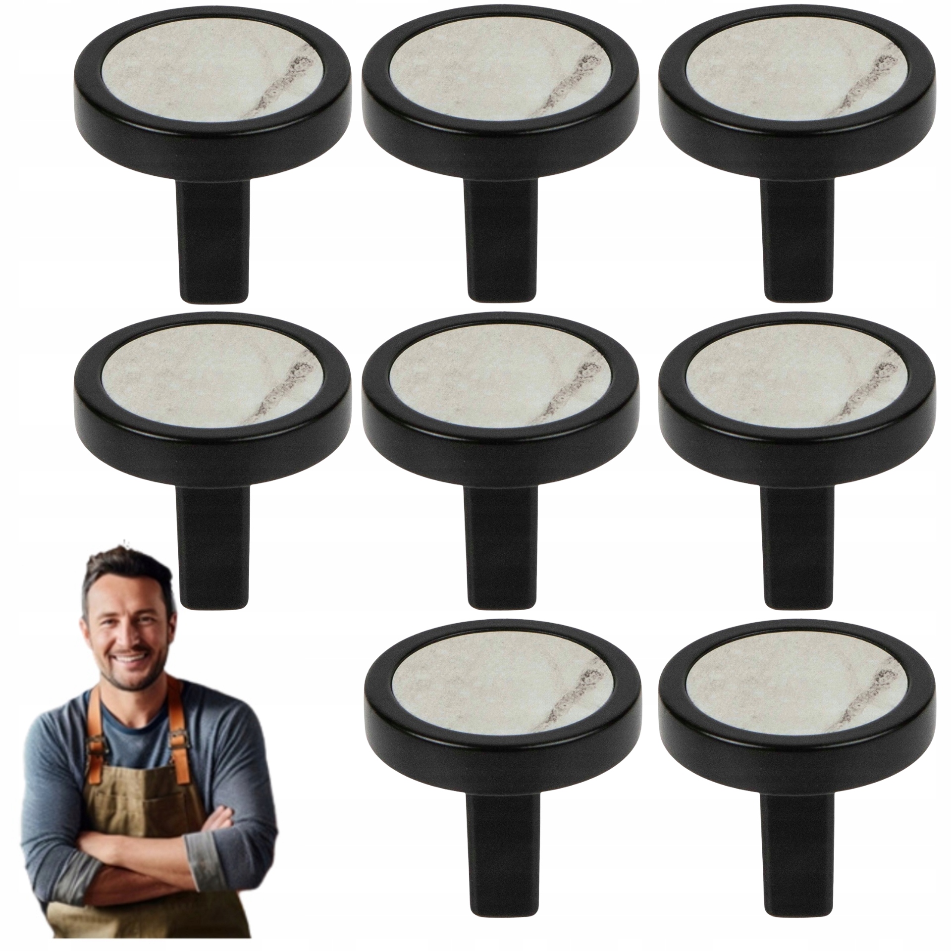 Nábytkový držiak Stone Čierny Mat, Šedý Kameň 8ks