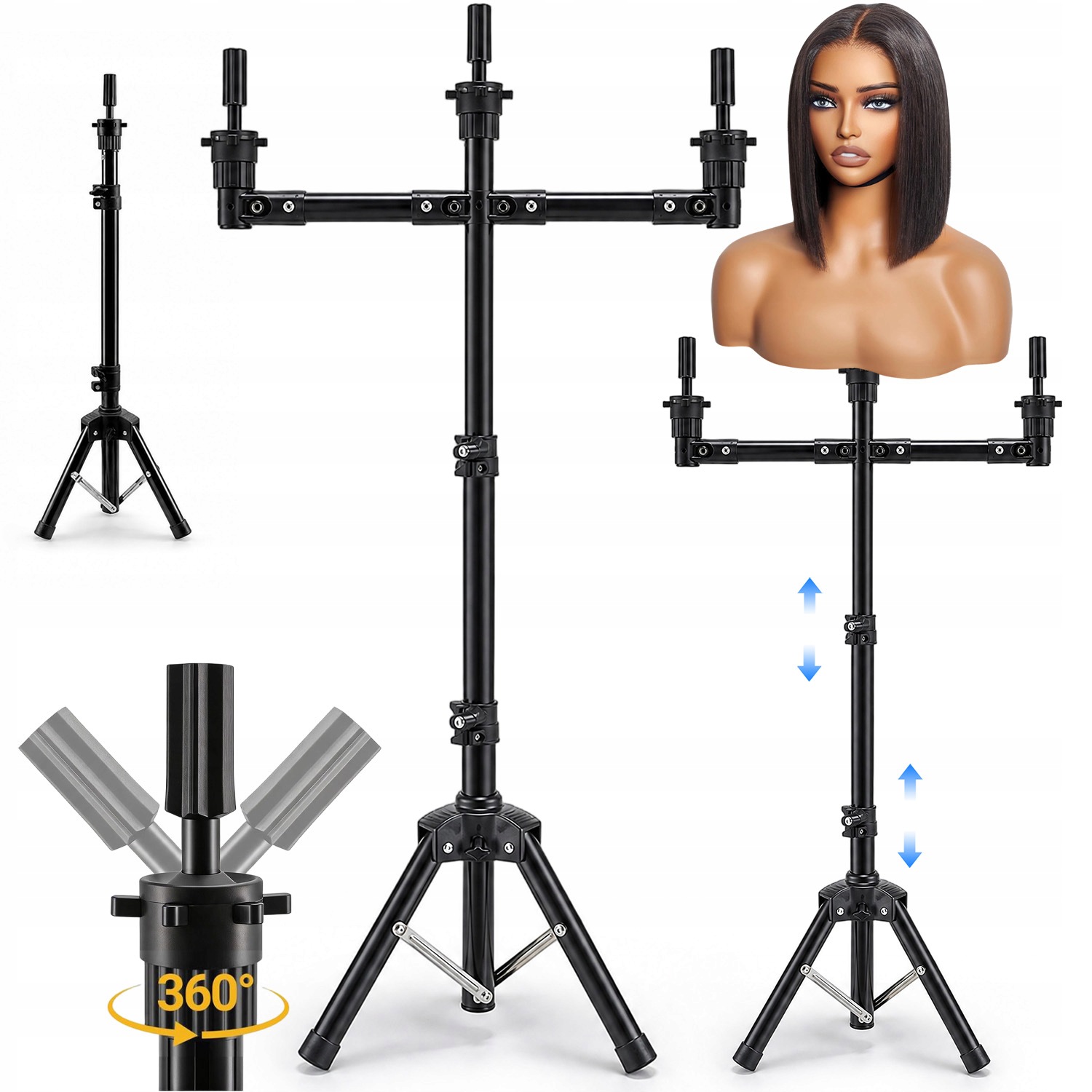 Stativ Stojan Tripod Držák Na Hlavu Kadeřnického Tréninku 360°
