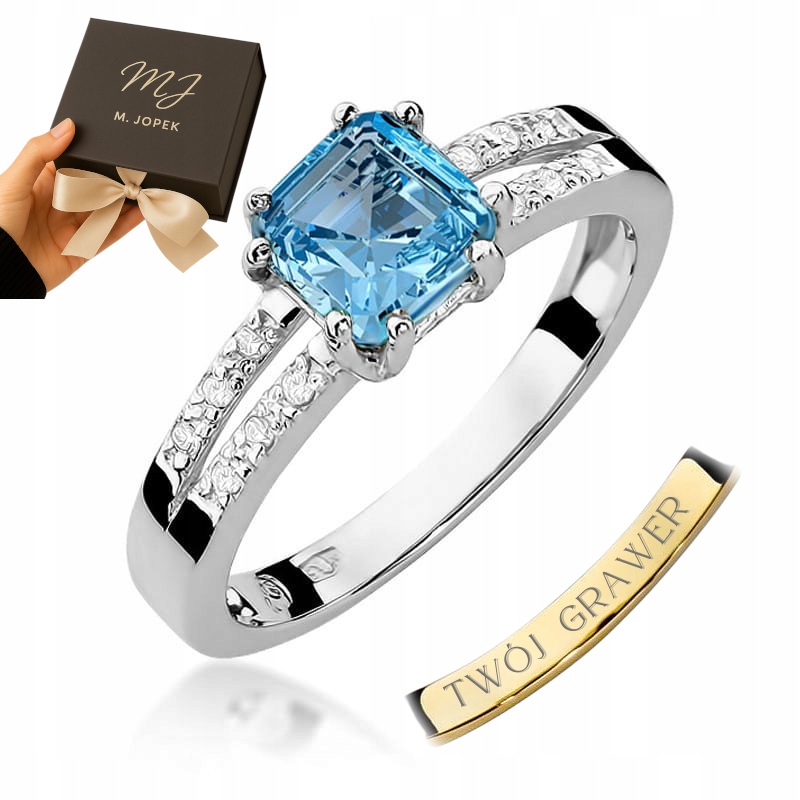 Prstýnek Z Bílého Zlata 585 S 1,10 ct Topazem A Diamanty