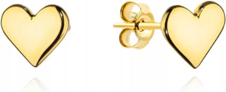 Náušnice zlaté 585 hladké srdíčka na tyči jako dárek srdíčka 14k módní