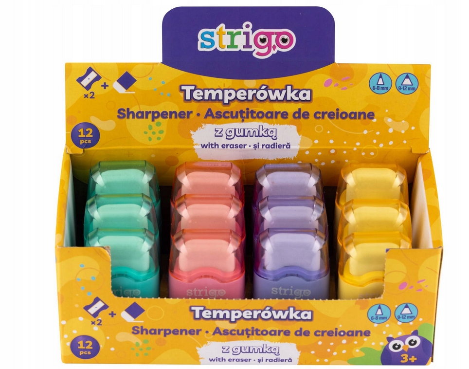 Temperówka Z Gumką 2W1 STRIGO RÓŻOWA EAN (GTIN) 6930518946214