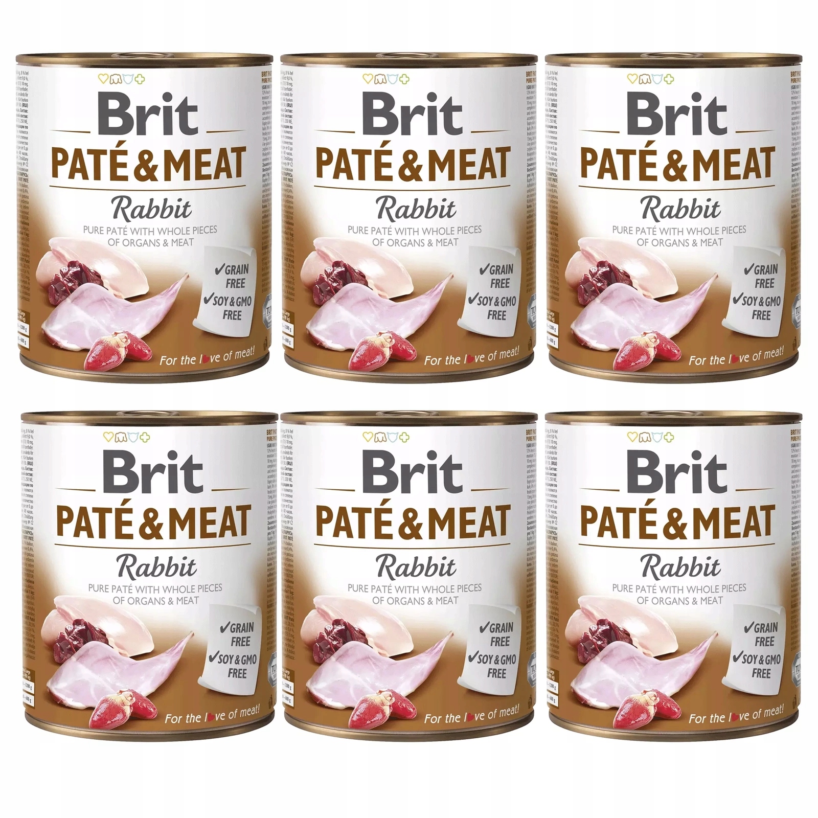 Brit Pate & Meat Krmivo mokré pro psa Králík 6 x 800 g konzerva bez obilovin
