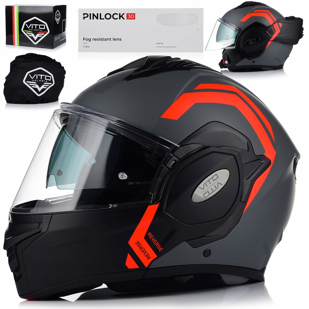 Motocyklová Prilba S Čeľusťami| Vito Reverse Fluo Modulárna Pinlock Clona