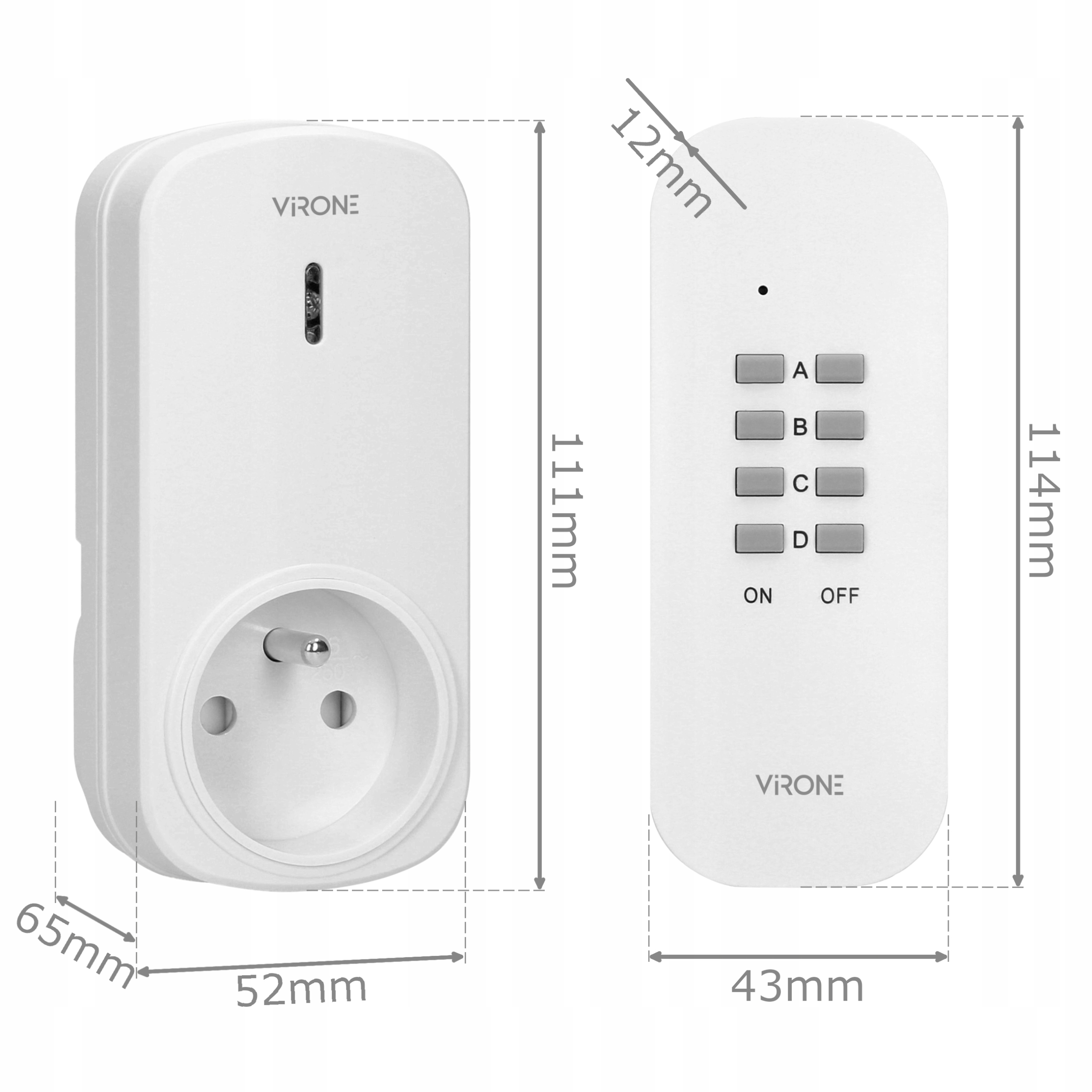 2 GNIAZDA BEZPRZEWODOWE NA PILOTA WYŁĄCZNIK GNIAZDKA STEROWANE PILOTEM 2+1 Kod producenta RS-4