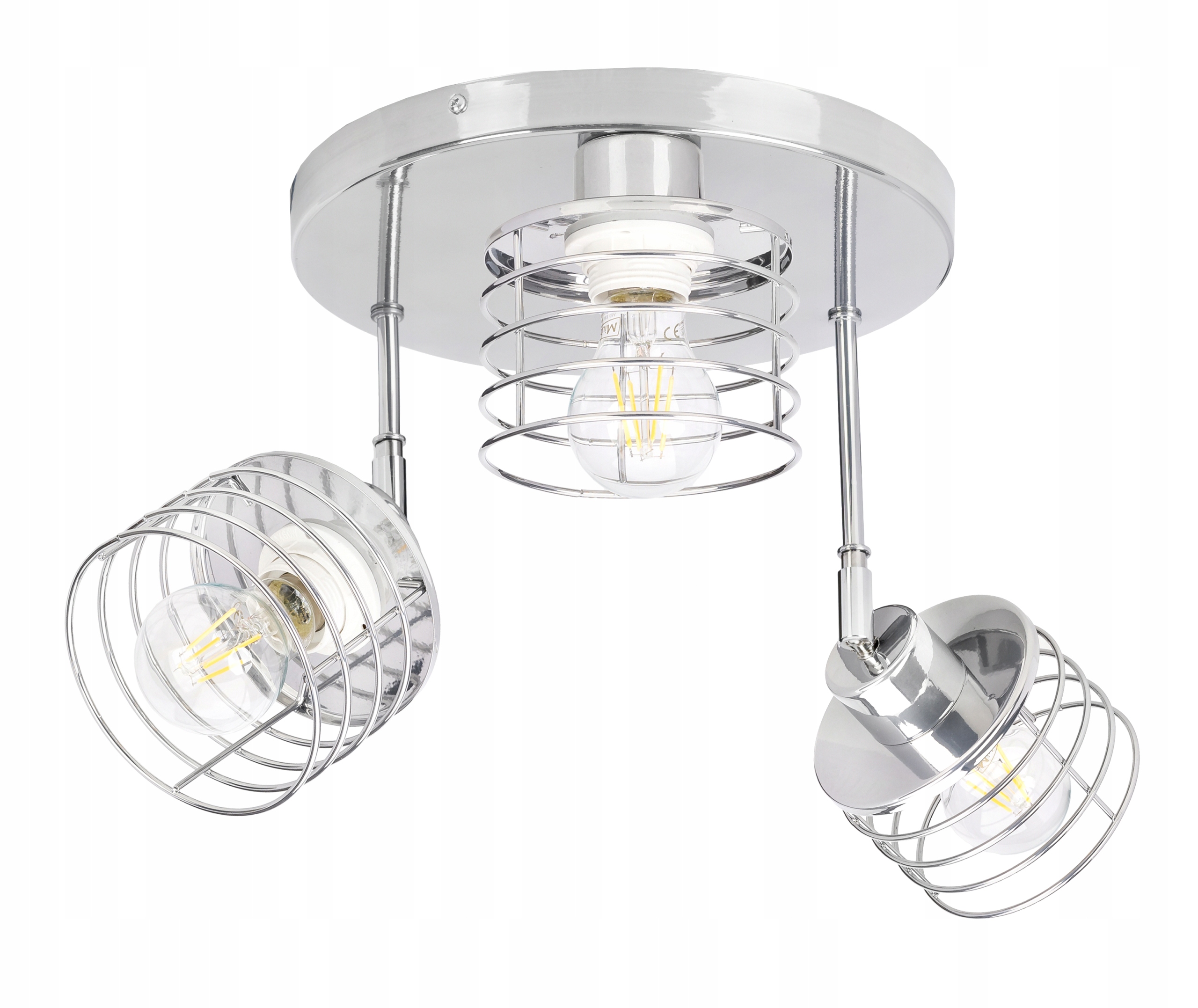 

Lampa plafon żyrandol ruch loft drut 3x E27 chrom