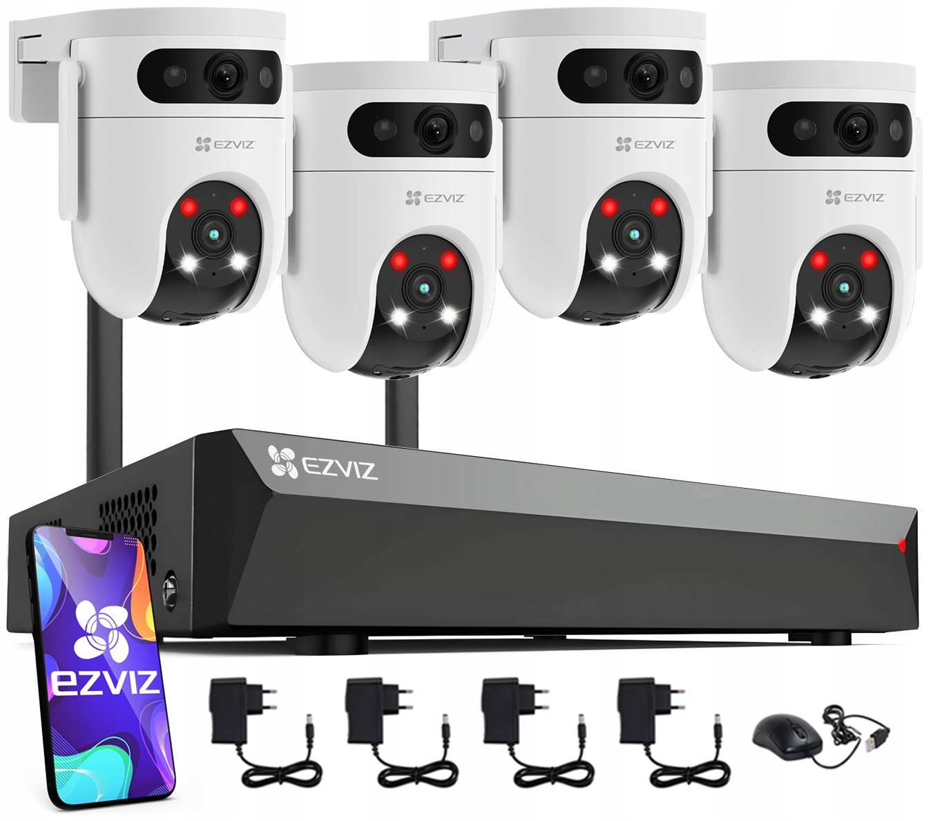 Sada monitorovania WiFi Ezviz 4 kamery 6Mpx (3MP+3MP) Otáčanie 360° Nvr 8CH