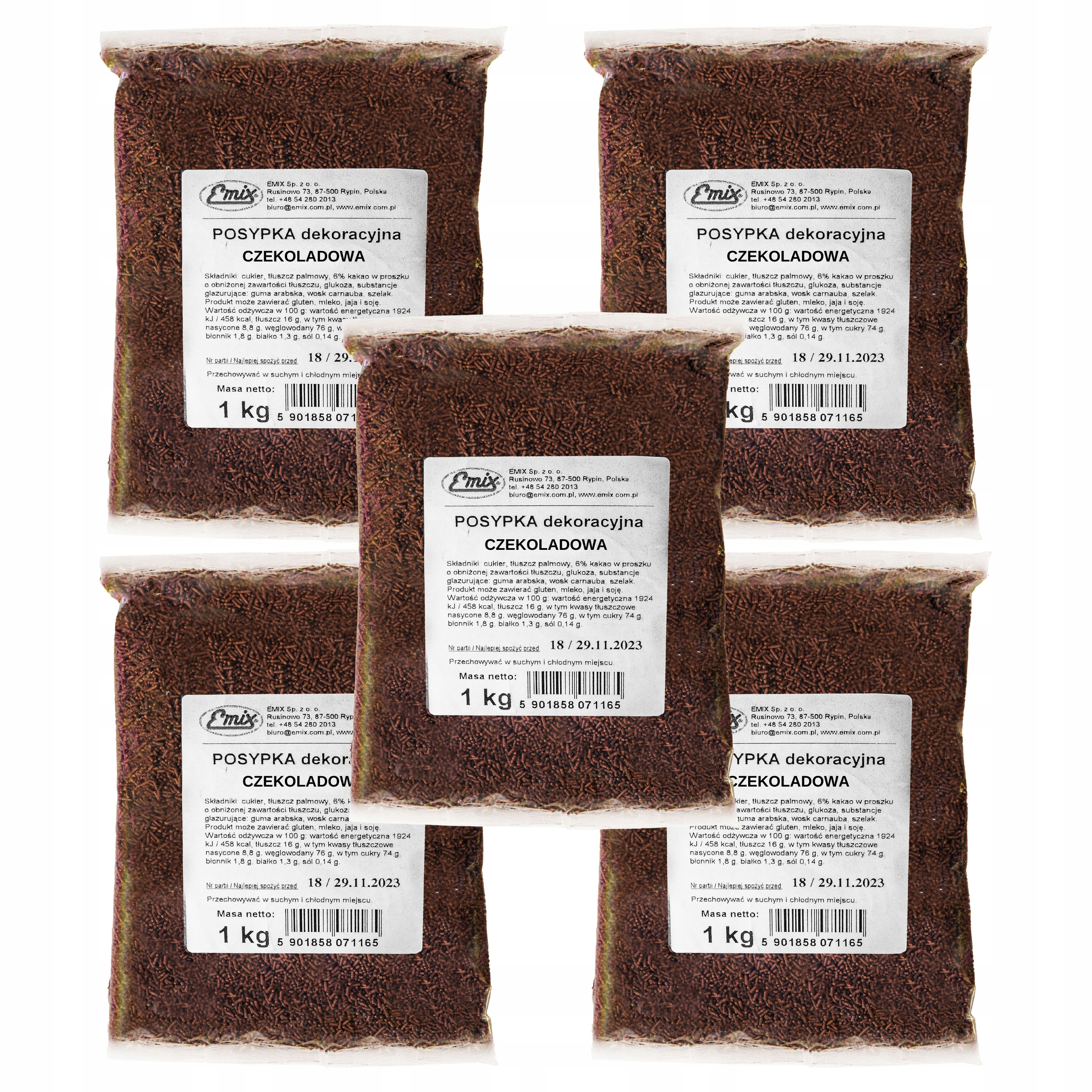 Posypka Cukrowa do lodów deserów 5x 1 kg Pałeczki Cukrowe Czekoladowe