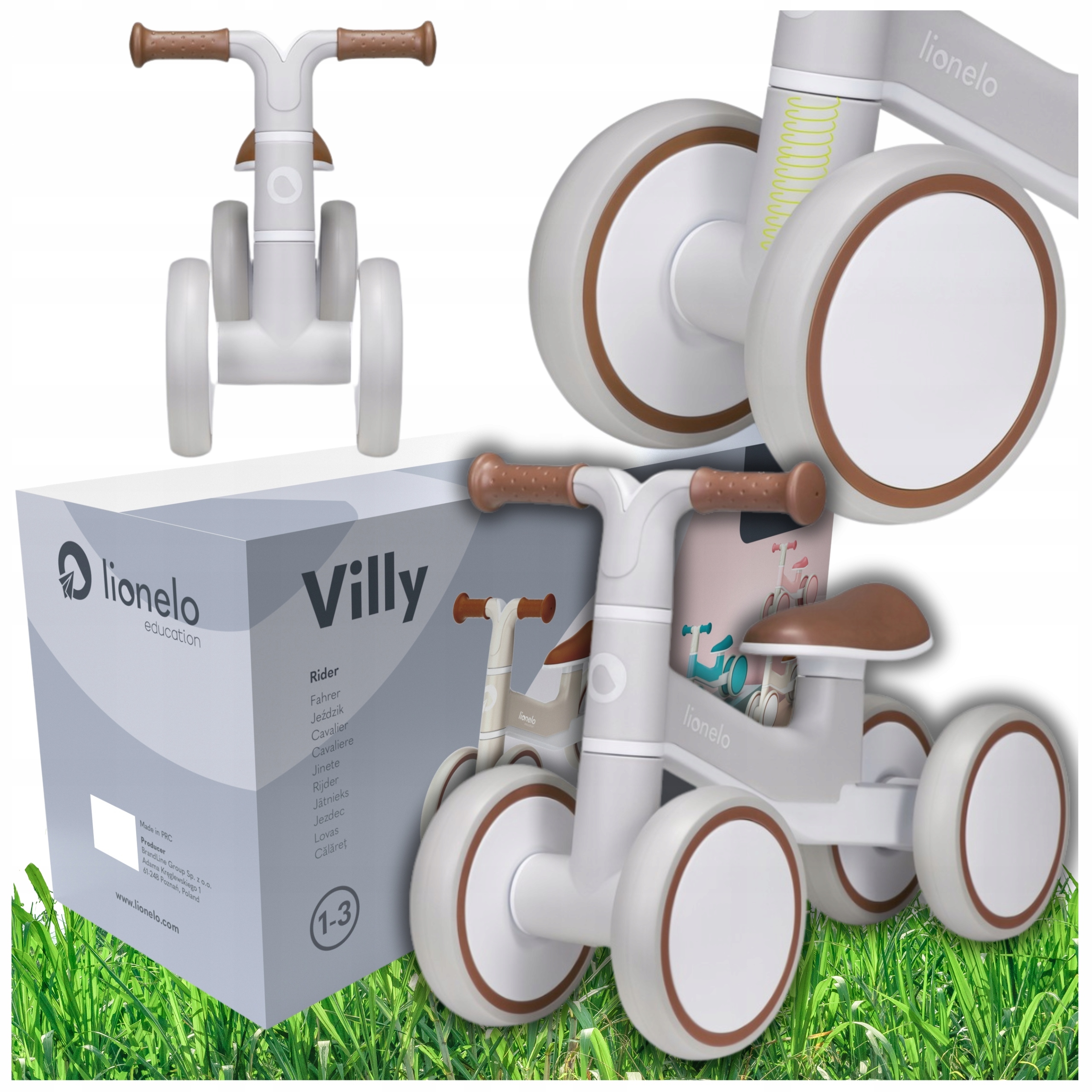 Rowerek Biegowy Chodzik Jeździk Drewniany 4 Koła Amortyzacja Stabilny 30KG