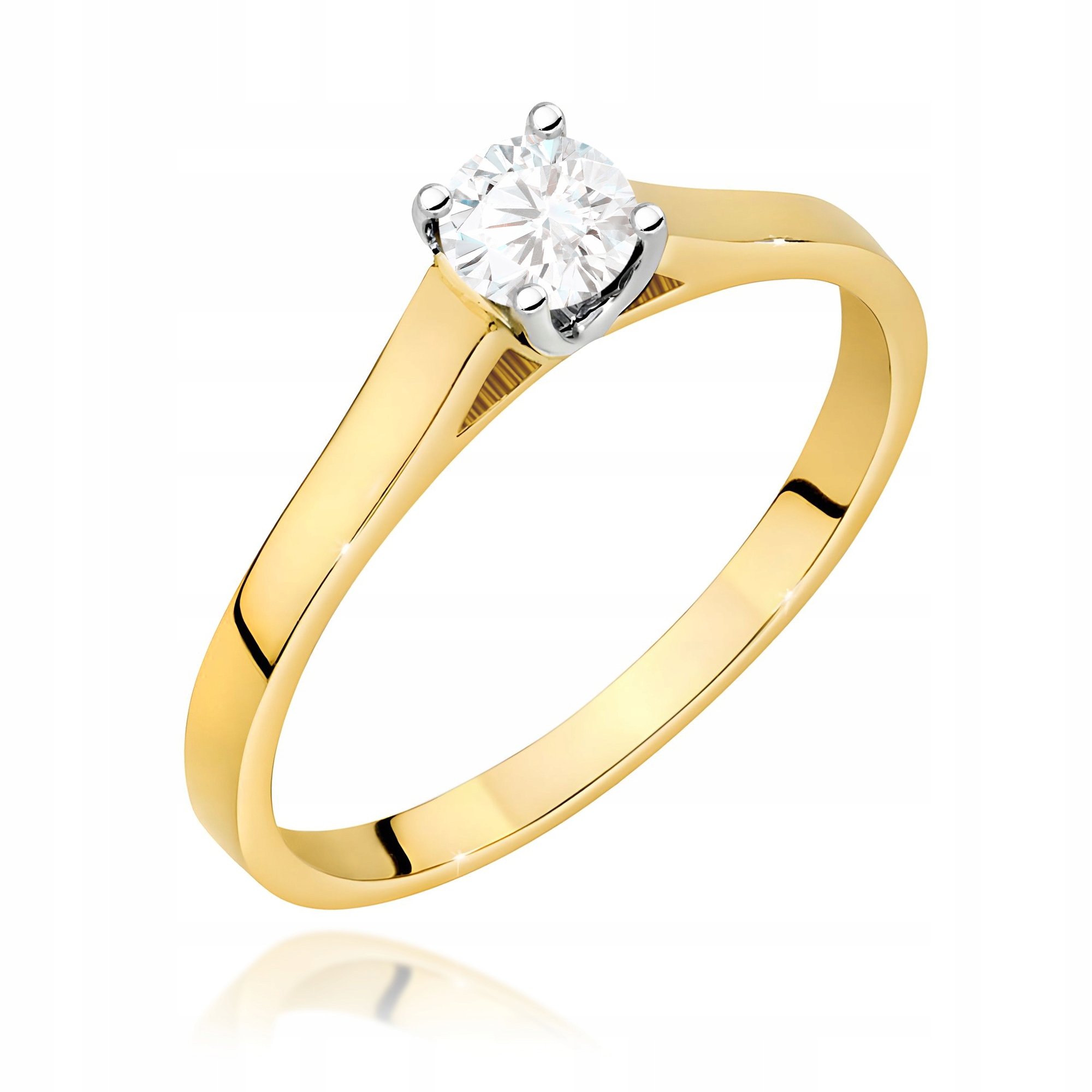 Zlatý prstýnek 585 s laboratorním diamantem 0.40 ct, zásnubní, módní