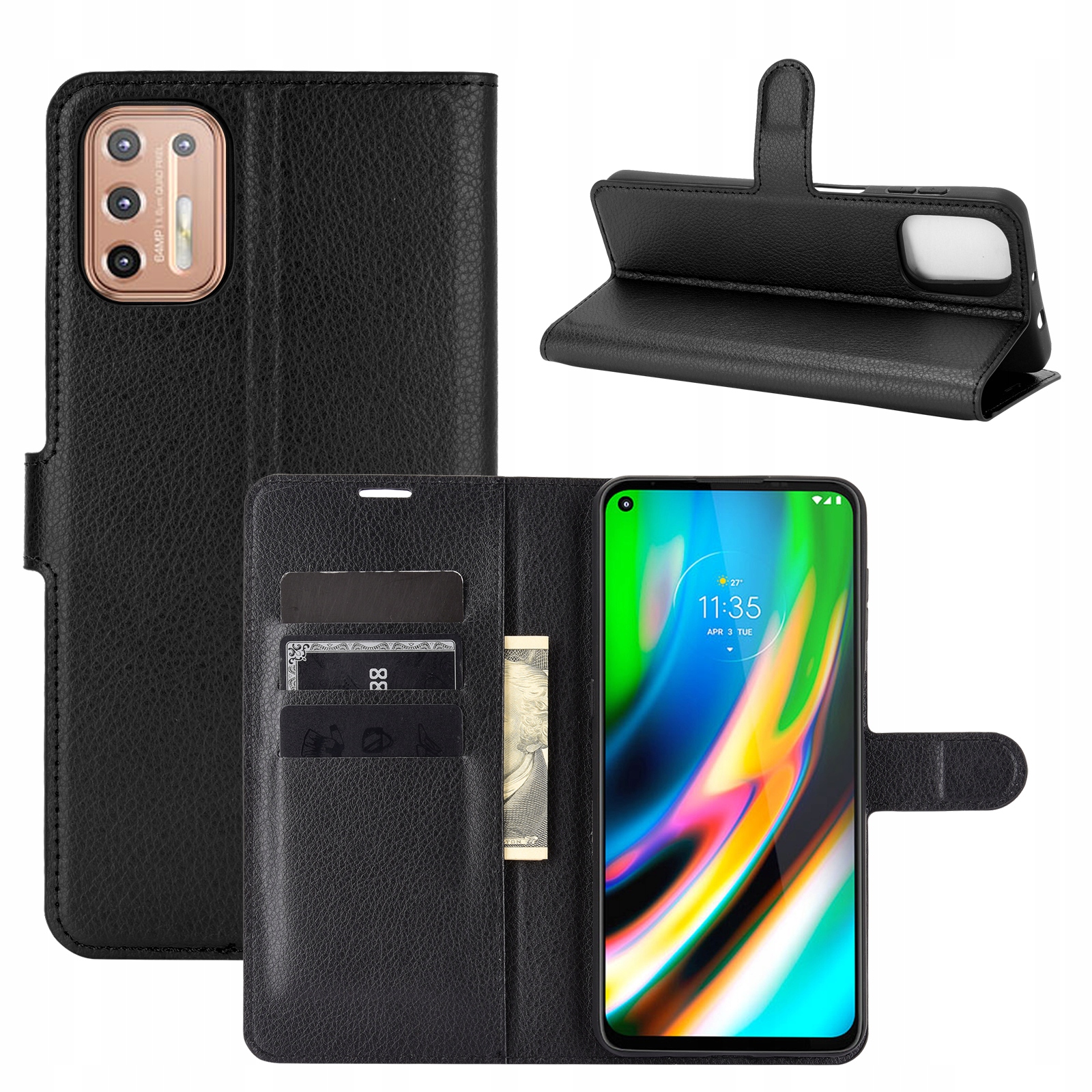 

Etui Case Portfel Pokrowiec Litchi Do Moto G9 Plus