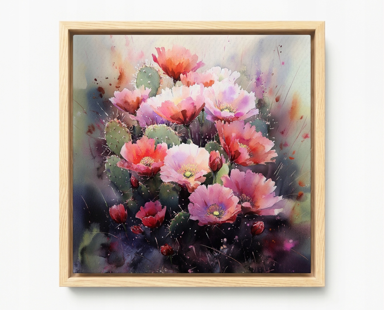 Obraz Rám Americký Box Příroda Rostlina Kaktus Opuncie Květiny 80x80