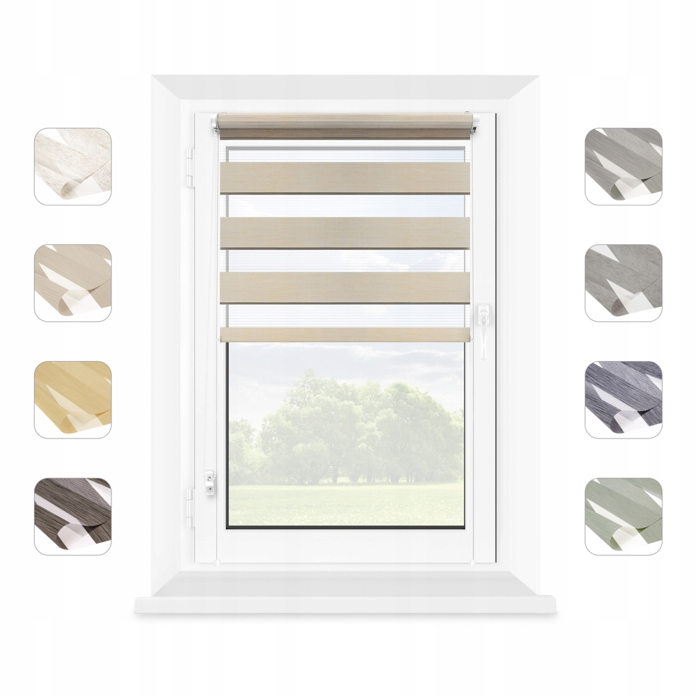 ROLETA NOC DZIEŃ 73,5X140CM WYMIAR BEŻOWY Kolor beżowy