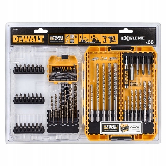 sada 68 vrtáků do kovu, betonu, Sds+ a hrotů Extreme DeWALT DT70760
