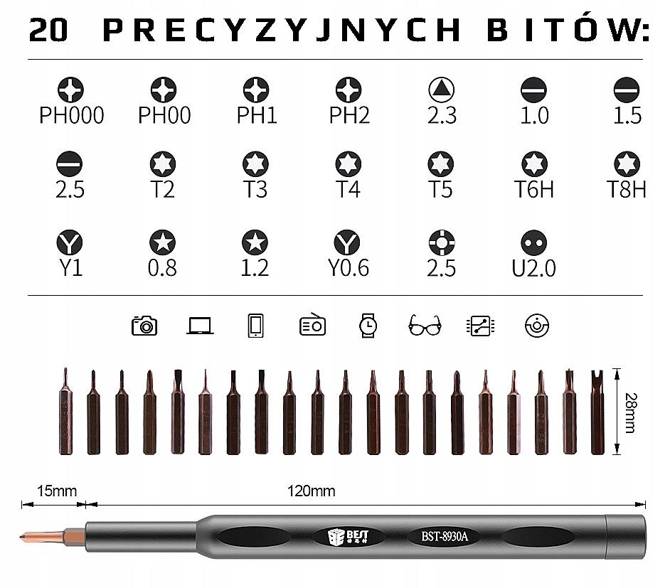 

Zestaw Precyzyjnych Wkrętaków Best BST-8930A